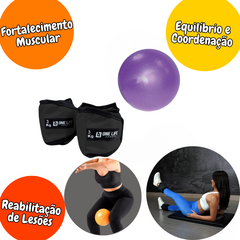 KIT FISIOTERAPIA BOLA 25CM E CANELEIRA 3KG P/ FORTALECIMENTO - comprar online