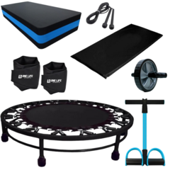 Kit Aeróbico Mini Jump+colchonete+corda+extensor+step+roda