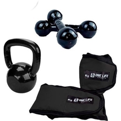 Kit Tornozeleira 5kg + Halter 3kg + Kettlebell 06kg