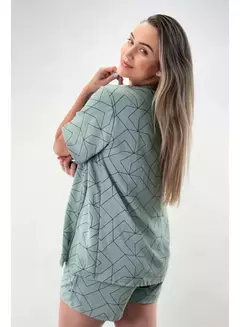 Conjunto Feminino Kimono e Short de Tecido Estampado - comprar online