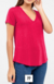 Blusa Basic Gola V - Cereja Tamanho PP