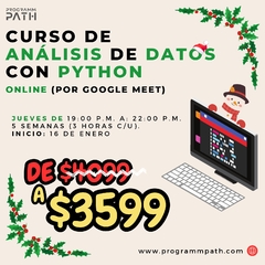 CURSO ANALISIS DE DATOS CON PYTHON - (ONLINE) - comprar en línea