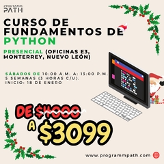 CURSO FUNDAMENTOS DE PYTHON (PRESENCIAL) - comprar en línea