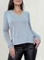 blusa em viscose gola v fenda lateral