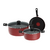 Batería de cocina IMUSA COLORS 5 piezas Rojo con Tapa de Vidrio