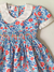 Vestido smock estampado azul con coral