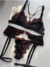 Conjunto Lingerie Trio Luxo Com Cinta Liga De Renda Sensual com Pingente Coração Elegante - comprar online