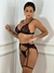 Conjunto Lingerie Trio Luxo Com Cinta Liga De Renda Sensual com Pingente Coração Elegante - comprar online