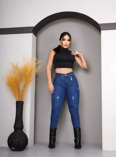 Calça Jeans Feminina Skinny Azul Escuro - Conforto e Estilo na internet