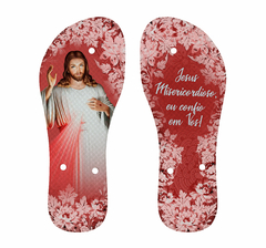 3738-26 / Jesus Misericordioso Vermelho Floral