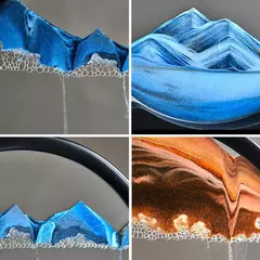 3D Moving Sand Art Picture, Vidro Redondo, Sandscape do Mar Profundo, Ampulheta, - loja online