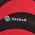 Detalhe do logo Aeroready em tecido preto e vermelho da camisa Flamengo III 22/23 da Adidas.