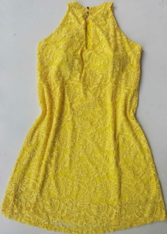 Vestido de festa em cetim e renda amarelas (com bojo) - comprar online