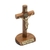 Crucifixo Madeira Cilíndrica 12 cm Mesa C/ Medalha São Bento (Eis o Cordeiro de Deus!) - comprar online