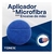 Aplicador de microfibra azul com encaixe de mão, ideal para polimento e aplicação de produtos.