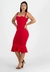 Vestido Alcinha com Babado Vermelho Midi | REF:NR54 - Shopping Divinopolis