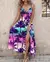 Tie Dye feminino imprime vestido maxi de fenda lateral sem encosto Bodycon, roup - Mary Fashions