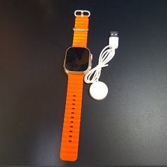 Smartwatch S9 Ultra - Pulseira Laranja com Carregador por Indução e Manual Incluso