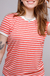 Camiseta Feminina Ringer Listrada Coral na internet