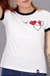 camiseta feminina ringer heart pixels