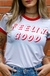 camiseta feminina ringer feeelin good