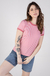 camiseta feminina ringer listrada rosa e branco