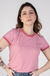 camiseta feminina ringer listrada rosa e branco