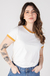 Camiseta Feminina Ringer Off White /Mostarda