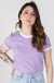 Camiseta Feminina Ringer Lilás / Branco