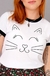 camiseta feminina ringer cat smile