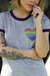 camiseta feminina ringer coração arco iris gay lgbt