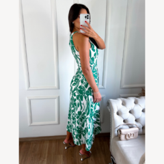 VESTIDO MIDI ESTAMPADO ALY VERDE - comprar online