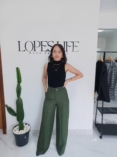 CALÇA ALFAIATARIA LINHO VERDE - LOPES LIFE MODA FEMININA