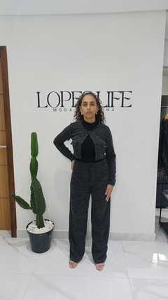 CONJUNTO CASAQUINHO E CALÇA PRETO - LOPES LIFE MODA FEMININA