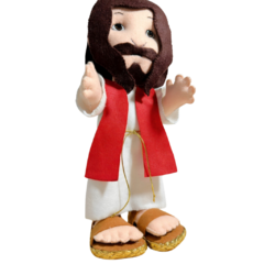 Boneco Jesus em Feltro com Mão Estendida: Toque de Fé para seu Lar.