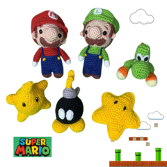 Explore o mundo de Mario e Luigi com nosso kit em amigurumi, perfeito para fãs de todas as idades reviverem suas aventuras icônicas em formato artesanal