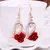 joyería de moda, pendientes de gota de rosa roja para mujer, - tienda en línea