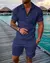 Conjunto de camisa polo e shorts monocromático impressão 3D masculina, agasalh