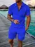 Conjunto de camisa polo e shorts monocromático impressão 3D masculina, agasalh - AndLima