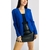 Blazer azul feminino com bolsos TAM P na internet