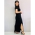 Vestido longo preto com fenda TAM M - comprar online