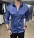 Camisa Cetim Slim Fit Zip-Off - Azul