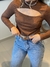 Blusa Manga Longa Marrom em Malha com Recorte Frontal na internet