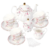 Set Te Cafe Britanico Rosa Floral Porcelana 6 Personas Vajilla - Lux Home México 