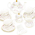 Juego Vajilla Te Cafe Porcelana 21 piezas Elegante Floral Rosa y Dorado