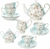 Vajilla Te Cafe Porcelana Floral 4 Personas Moderno Elegante Azul