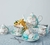 Vajilla Te Cafe Porcelana Floral 4 Personas Moderno Elegante Azul - comprar en línea