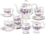 Set Te Cafe Floral Porcelana Morado Británico Para 6 Elegante