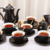 Juego Vajilla Te Cafe Porcelana 6 Personas Elegante Negro con Estante 22 piezas - comprar en línea