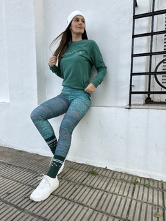 Calza larga lycra de seda estampada maxi melange verde